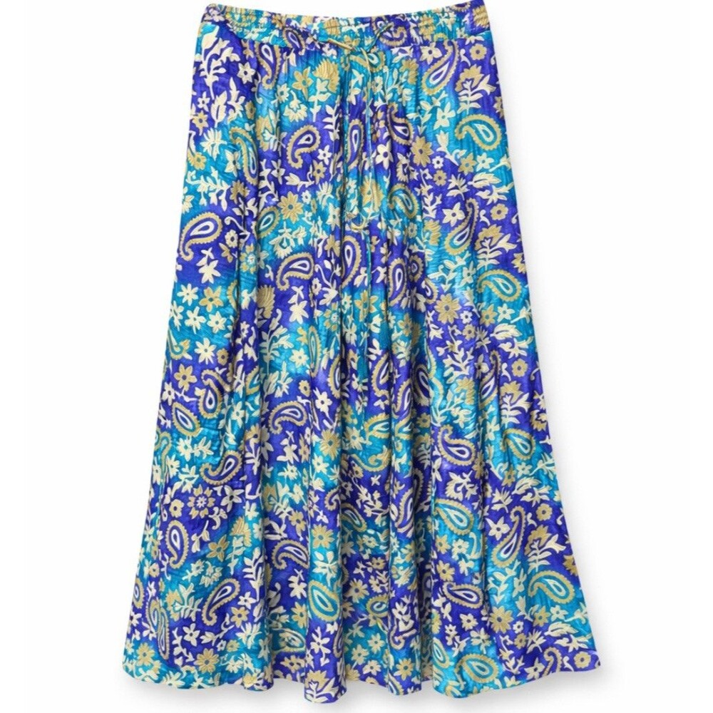 NWT Chelsea & Theodore Vibrant Blue and Purple Floral Maxi Skirt Size XS
